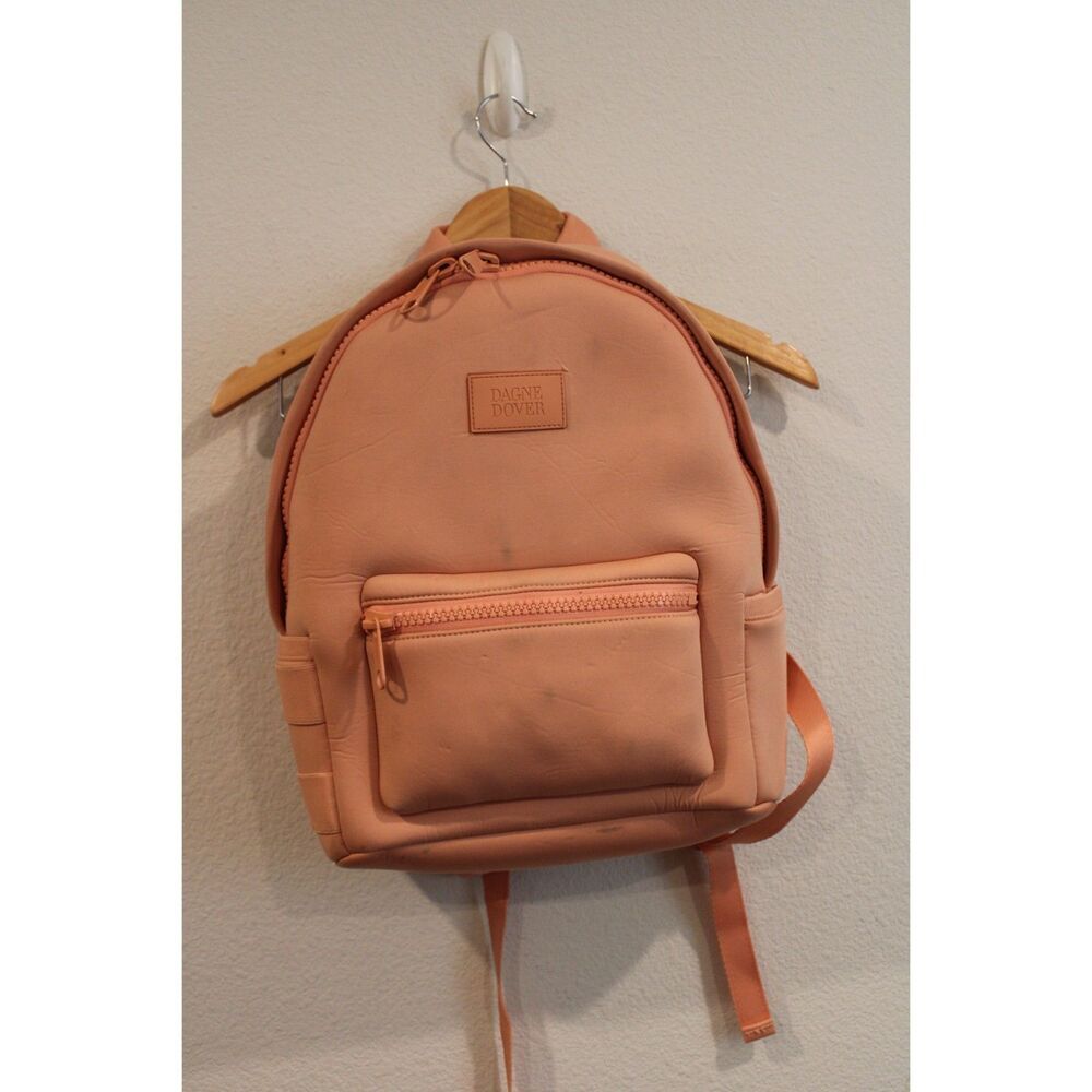 Dagne Dover peachy coral neoprene feel medium size backpack travel bag